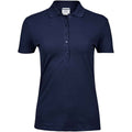 Navy - Front - Tee Jays Womens-Ladies Luxury Stretch Polo Shirt