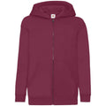 Burgundy - Side - Fruit Of The Loom Childrens-Kids Hooded Sweatshirt