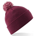 Burgundy-Off White - Front - Beechfield Unisex Adult Beanie