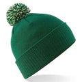 Bottle Green-Off White - Front - Beechfield Unisex Adult Beanie