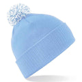 Surf Blue-Off White - Front - Beechfield Unisex Adult Beanie