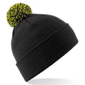 Black-Lime Green - Front - Beechfield Unisex Adult Beanie