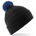 Black-Bright Royal Blue - Front - Beechfield Unisex Adult Beanie