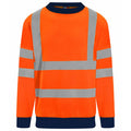 Orange-Navy - Front - PRO RTX Mens Two Tone High-Vis Safety Sweatshirt