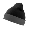 Black-Grey - Back - Result Genuine Recycled Unisex Adult Compass Beanie