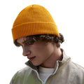 Mustard Yellow - Back - Beechfield Cuffed Organic Cotton Waffle Beanie