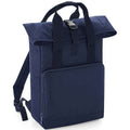 Navy Dusk - Front - Bagbase Unisex Adult Roll Top Twin Handle Backpack