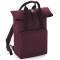 Burgundy - Front - Bagbase Unisex Adult Roll Top Twin Handle Backpack