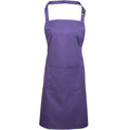 Purple - Front - Premier Unisex Adult Colours Pocket Full Apron