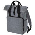 Grey Marl - Front - Bagbase Roll Top Recycled Twin Handle Laptop Backpack