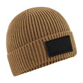 Biscuit-Black - Front - Beechfield Fashion Woven Patch Beanie