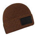 Walnut-Black - Front - Beechfield Fashion Woven Patch Beanie