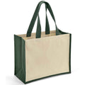 Natural-Forest Green - Front - Brand Lab Jute Canvas Shopper