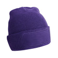 Purple - Back - Beechfield Unisex Adult Patch Beanie