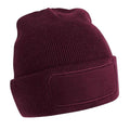 Burgundy - Front - Beechfield Unisex Adult Patch Beanie