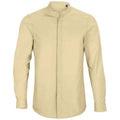 Beige - Front - NEOBLU Mens Poplin Bart Mao Collar Long-Sleeved Formal Shirt