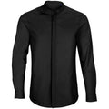 Deep Black - Front - NEOBLU Mens Poplin Bart Mao Collar Long-Sleeved Formal Shirt