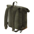 Olive - Back - Quadra Heritage Leather Trim Backpack