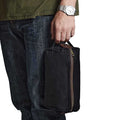 Black - Back - Quadra Heritage Leather Trim Toiletry Bag