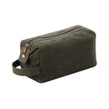 Olive Green - Front - Quadra Heritage Leather Trim Toiletry Bag