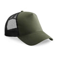 Olive Green-Black - Front - Beechfield Childrens-Kids Trucker Cap