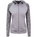 Grey-Grey Melange - Front - AWDis Cool Womens-Ladies Zoodie Contrast Full Zip Hoodie