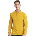 Mustard-White - Side - Awdis Mens Tipped Long-Sleeved Polo Shirt