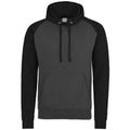 Charcoal-Jet Black - Front - Awdis Mens Baseball Hoodie