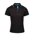 Black-Turquoise - Front - Premier Womens-Ladies Coolchecker Contrast Pique Polo Shirt