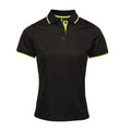 Black-Lime - Front - Premier Womens-Ladies Coolchecker Contrast Pique Polo Shirt