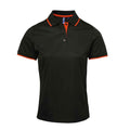 Black-Orange - Front - Premier Womens-Ladies Coolchecker Contrast Pique Polo Shirt