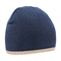 French Navy-Stone - Front - Beechfield Two Tone Pull-On Beanie