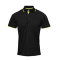 Black-Lime Green - Front - Premier Mens Coolchecker Contrast Pique Polo Shirt