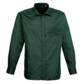 Bottle Green - Front - Premier Mens Poplin Long-Sleeved Shirt