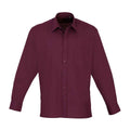 Burgundy - Back - Premier Mens Poplin Long-Sleeved Shirt