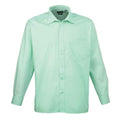 Aqua - Front - Premier Mens Poplin Long-Sleeved Shirt