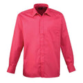 Hot Pink - Front - Premier Mens Poplin Long-Sleeved Shirt