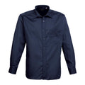 Navy - Front - Premier Mens Poplin Long-Sleeved Shirt