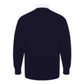 Navy-White - Back - Front Row Mens Classic Long-Sleeved Rugby Shirt