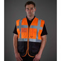 Orange-Black - Side - Yoko Unisex Adult Executive Hi-Vis Waistcoat