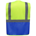 Yellow-Royal Blue - Back - Yoko Unisex Adult Executive Hi-Vis Waistcoat