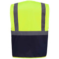 Yellow-Navy - Back - Yoko Unisex Adult Executive Hi-Vis Waistcoat