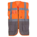 Orange-Grey - Front - Yoko Unisex Adult Executive Hi-Vis Waistcoat