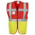 Red-Yellow - Front - Yoko Unisex Adult Executive Hi-Vis Waistcoat