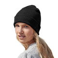 Black - Side - Beechfield Unisex Adult Organic Cotton Fine Knit Beanie