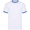 White-Royal Blue - Front - Fruit of the Loom Mens Ringer Contrast T-Shirt