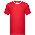 Red-White - Front - Fruit of the Loom Mens Ringer Contrast T-Shirt