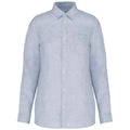 Linen Blue - Front - Native Spirit Womens-Ladies Linen Long-Sleeved Shirt