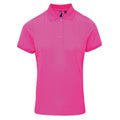 Neon Pink - Front - Premier Womens-Ladies Coolchecker Pique Polo Shirt