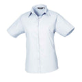 Light Blue - Front - Premier Womens-Ladies Poplin Short-Sleeved Blouse